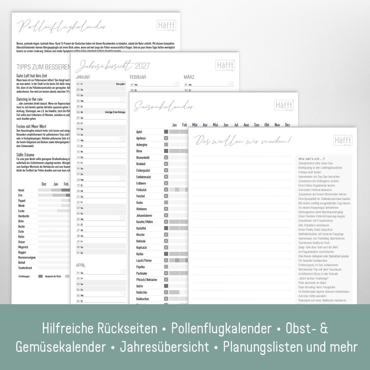 Planer für Zwei 2025/2026 kompakt / Wand-Kalender / Blattgold / Häfft-Verlag