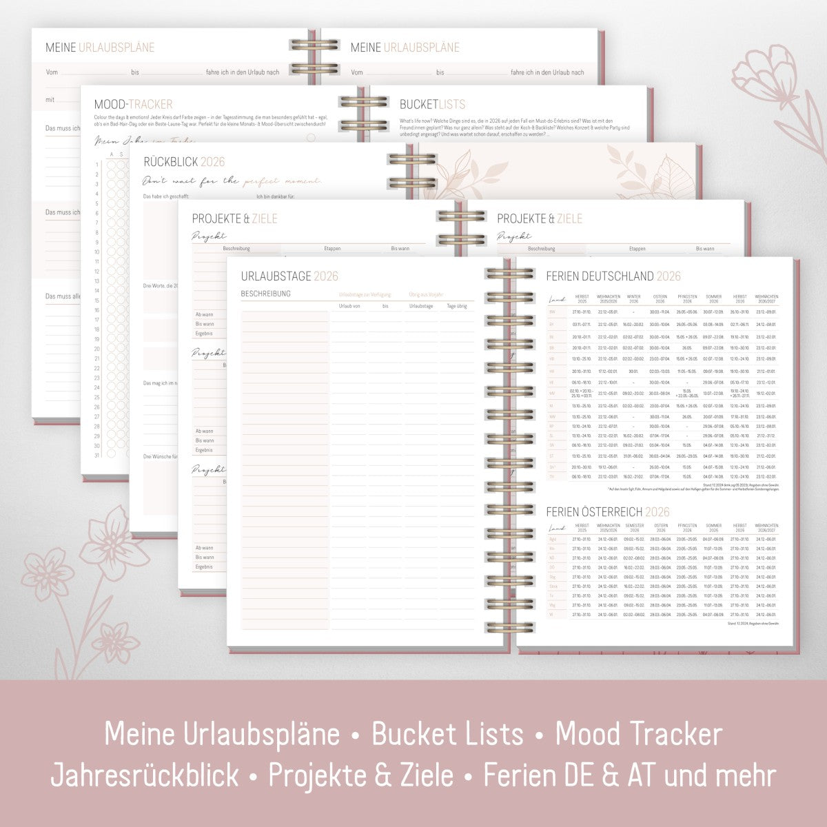 Lieblings-Timer 2025/2026 / Fine Flowers rosé / Häfft-Verlag
