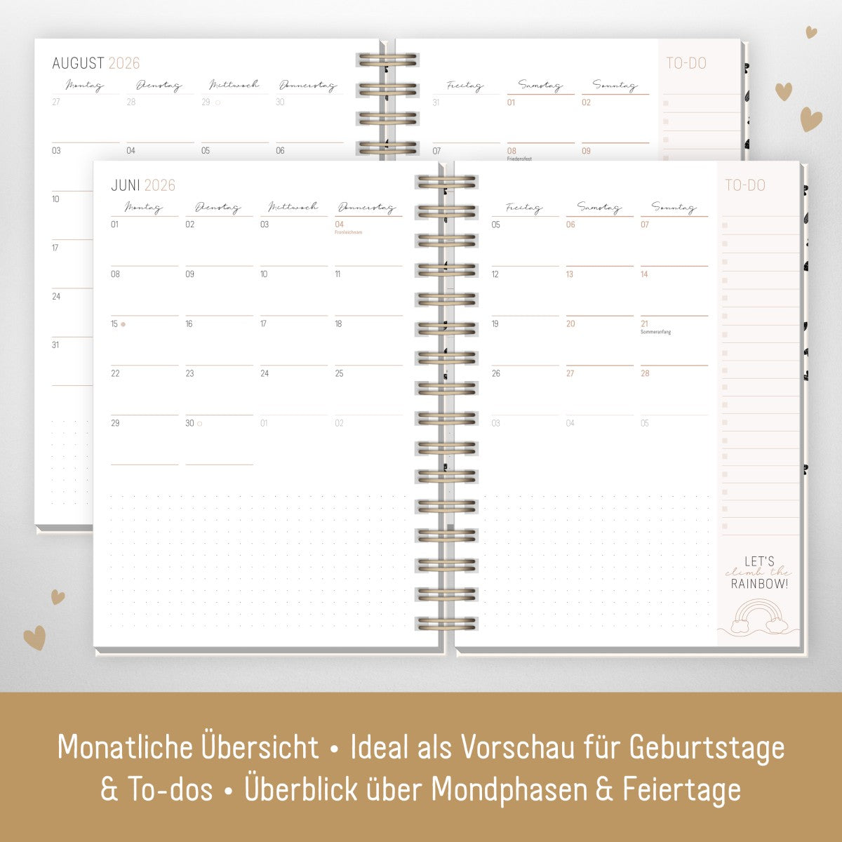 Lieblings-Timer 2025/2026 / Golden Hearts / Häfft-Verlag