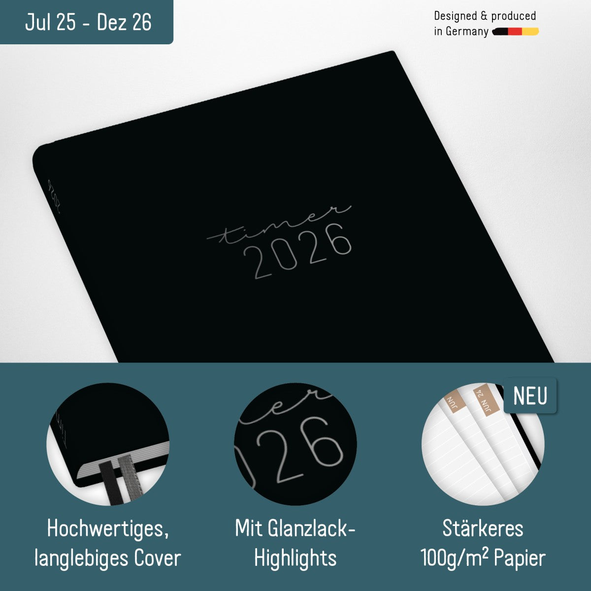 Chäff-Timer Classic 2025/2026 / 18 Monate / A5 / Black Edition / Häfft-Verlag