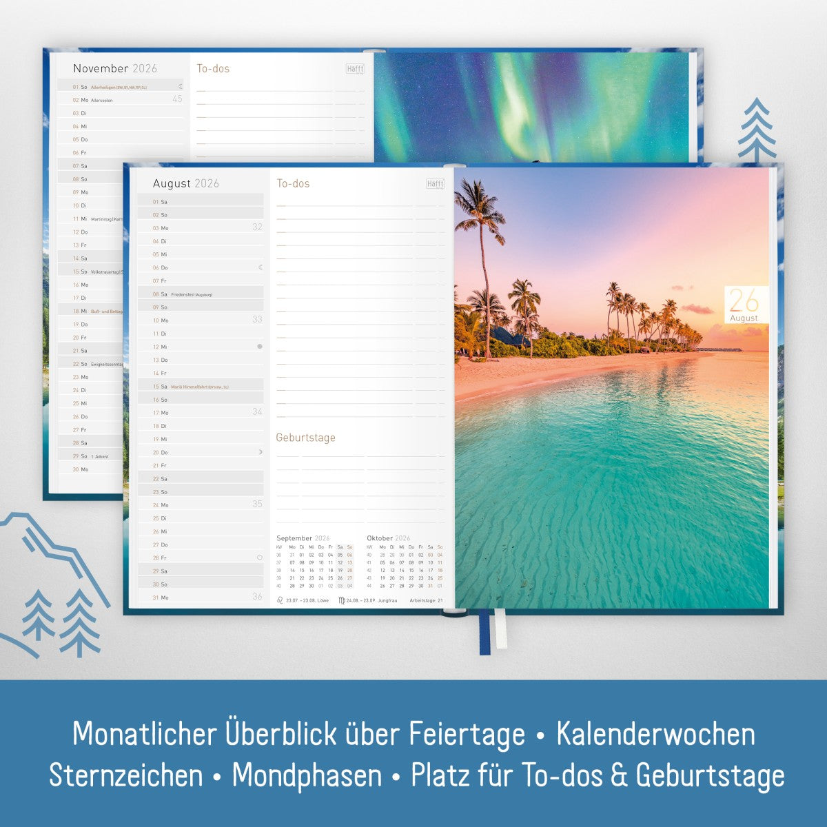 Chäff-Timer Classic 2025/2026 / 18 Monate / A5 / Time to dream / Häfft-Verlag