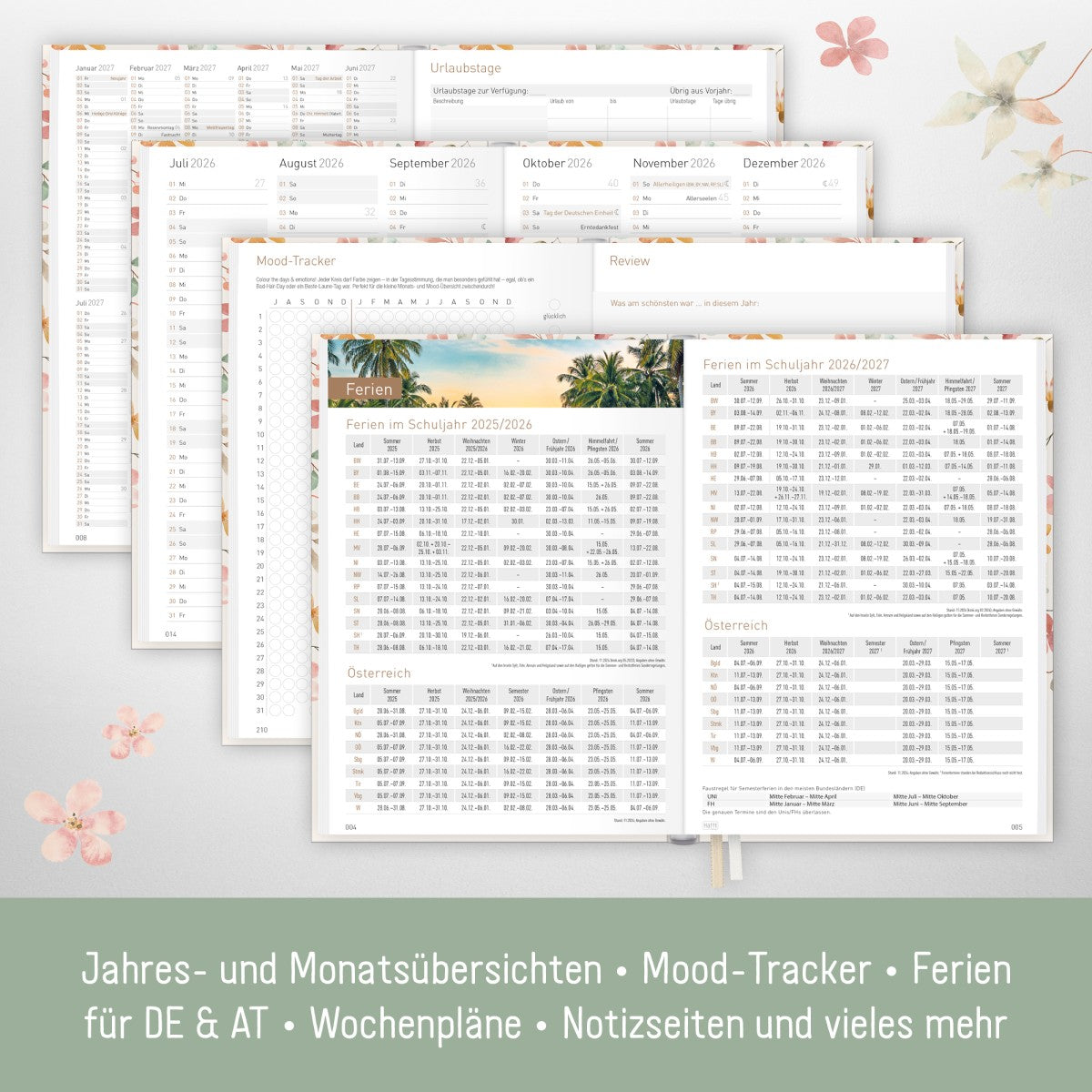 Chäff-Timer Classic 2025/2026 / 18 Monate / A5 / Wild Blossoms / Häfft-Verlag