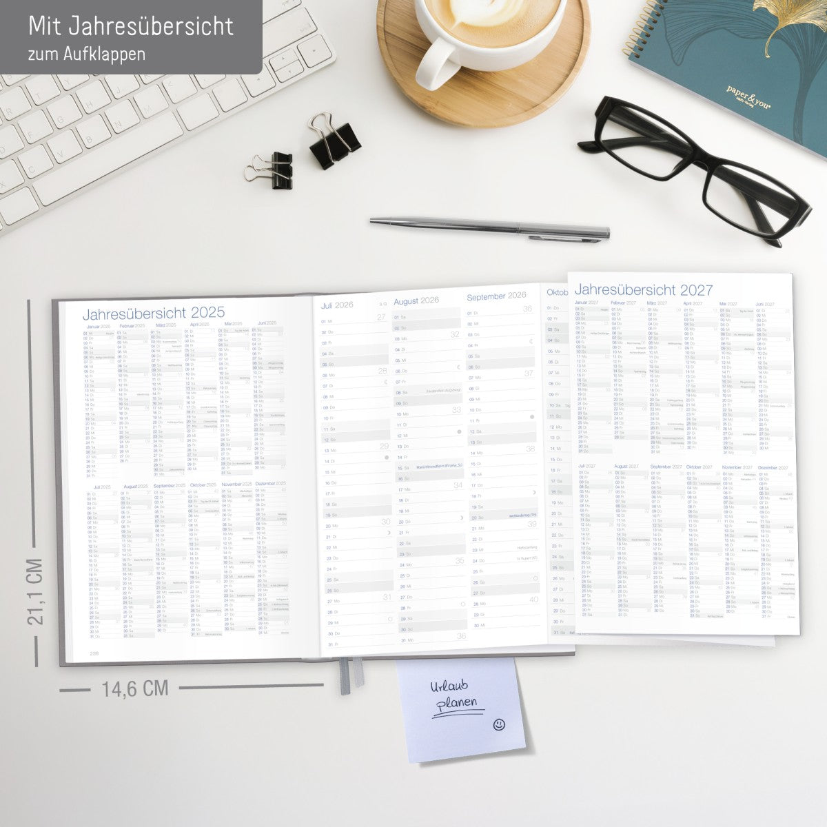 Business-Timer 2025/2026 / 18 Monate / Grau-Rosé / Häfft Verlag