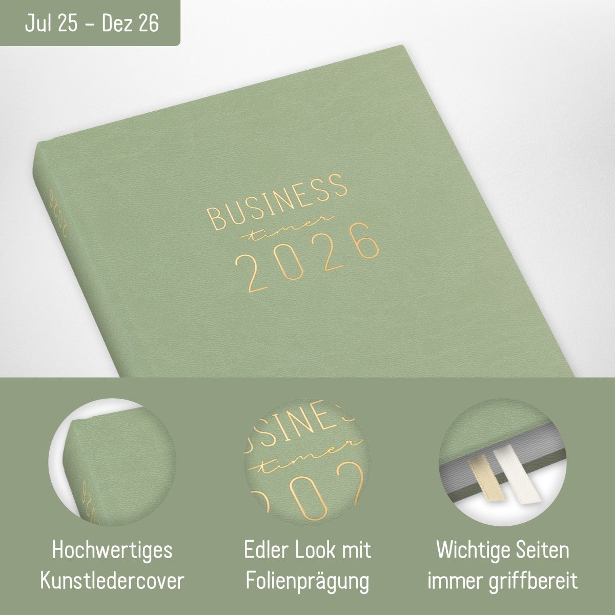 Business-Timer 2025/2026 / 18 Monate / Salbei / Häfft Verlag