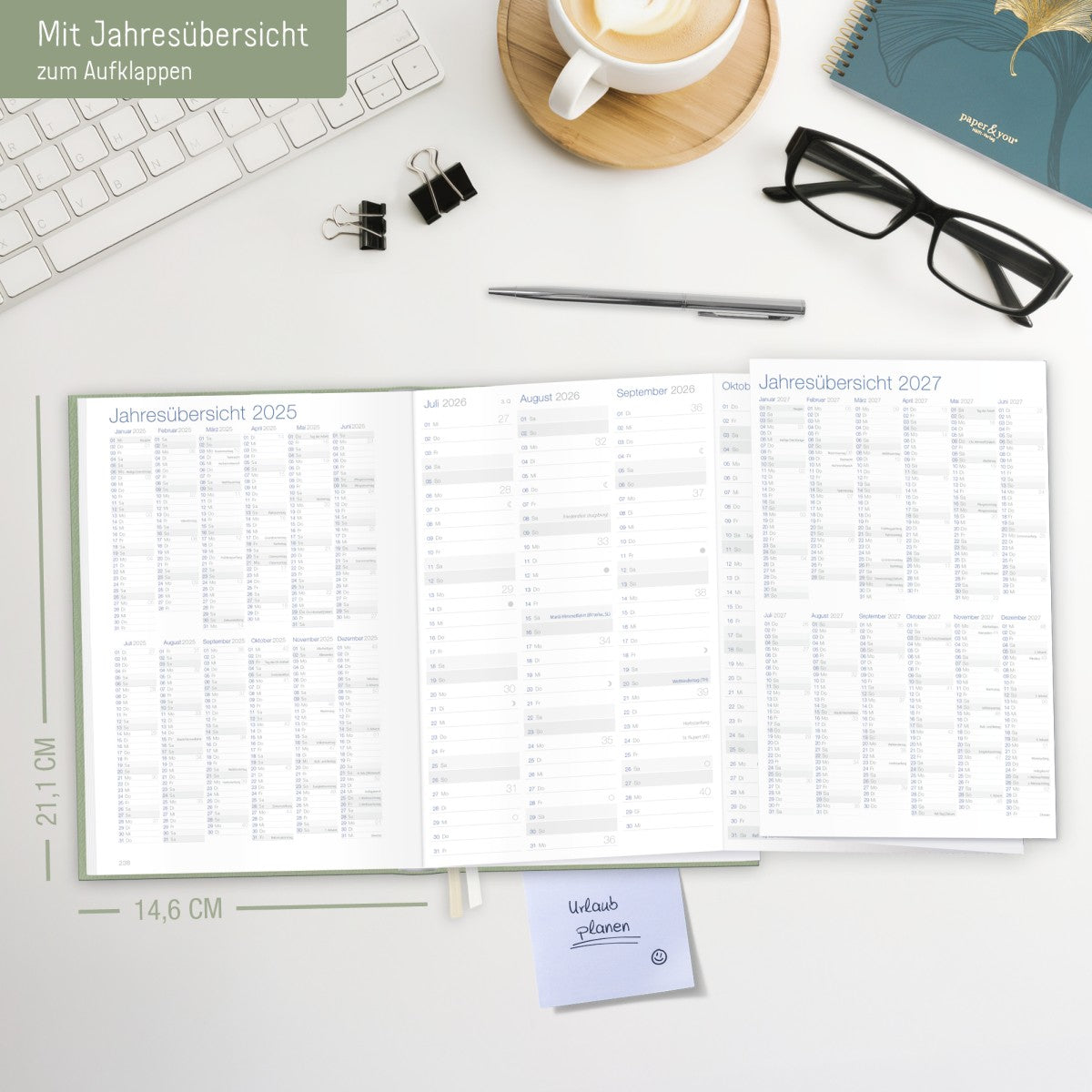 Business-Timer 2025/2026 / 18 Monate / Salbei / Häfft Verlag