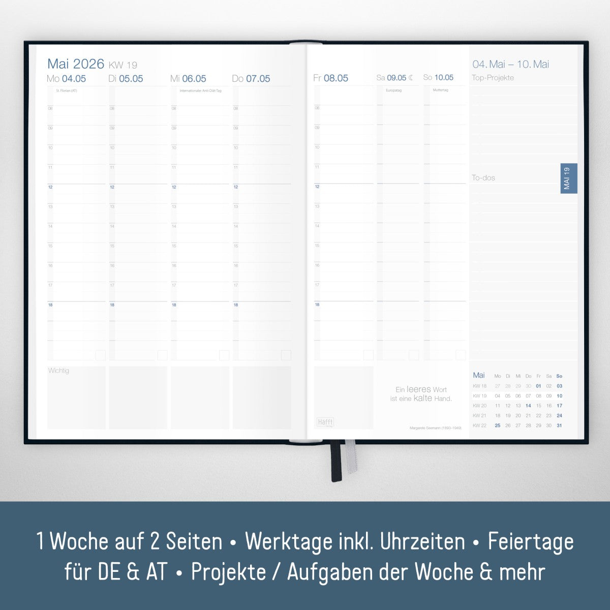 Business-Timer 2025/2026 / 18 Monate / Schwarz / Häfft Verlag
