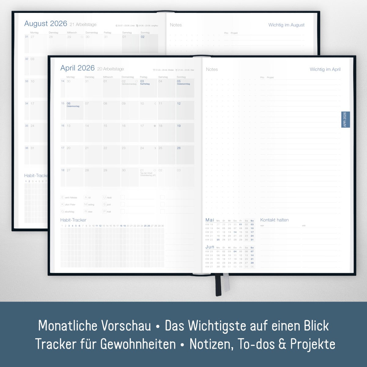 Business-Timer 2025/2026 / 18 Monate / Schwarz / Häfft Verlag