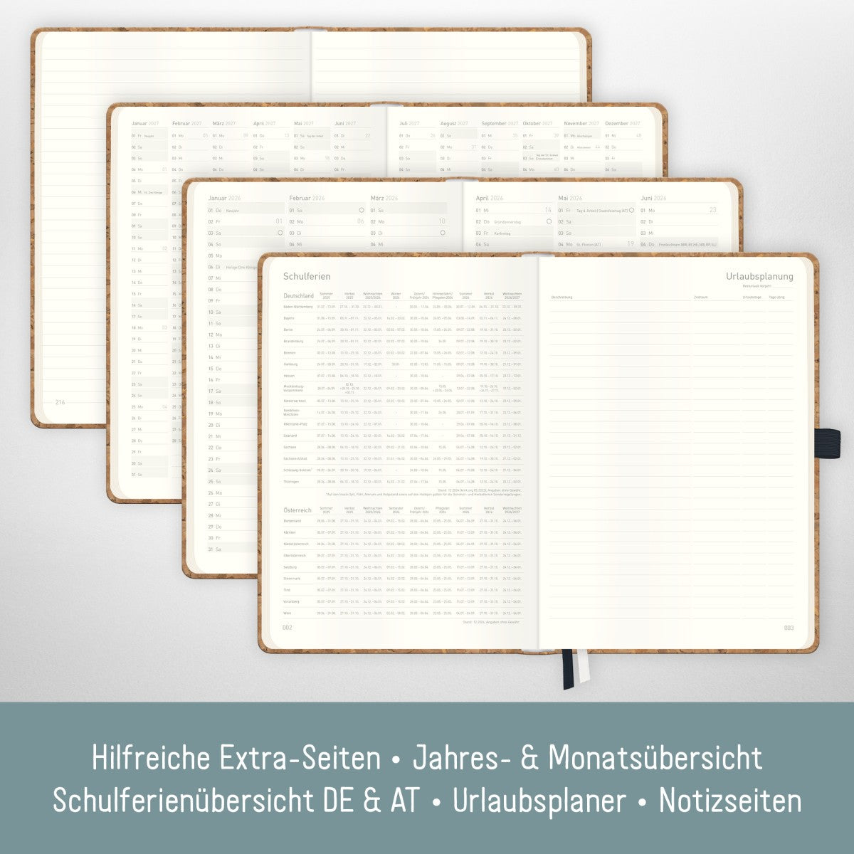 Wochen-Notiz-Timer Classic 2025/2026 / 18 Monate / A5 / Kork / Häfft Verlag