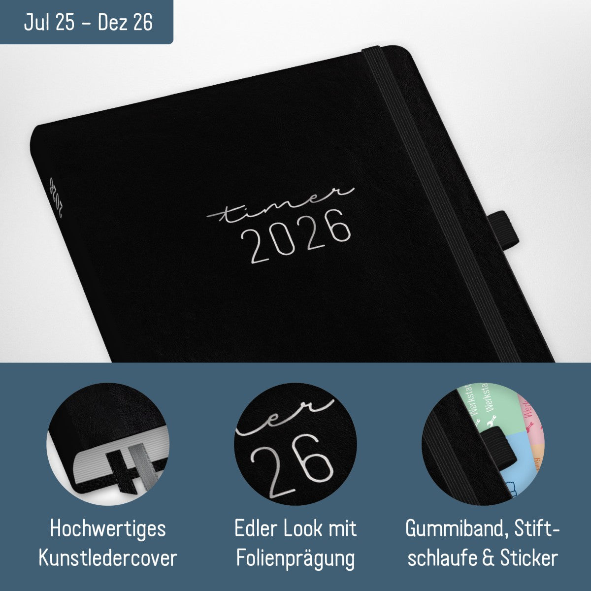 Chäff-Timer Premium 2025/2026 / 18 Monate / A5 / Schwarz / Häfft-Verlag