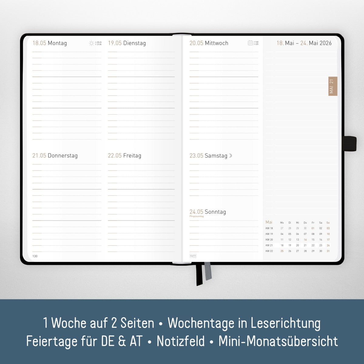 Chäff-Timer Premium 2025/2026 / 18 Monate / A5 / Schwarz / Häfft-Verlag