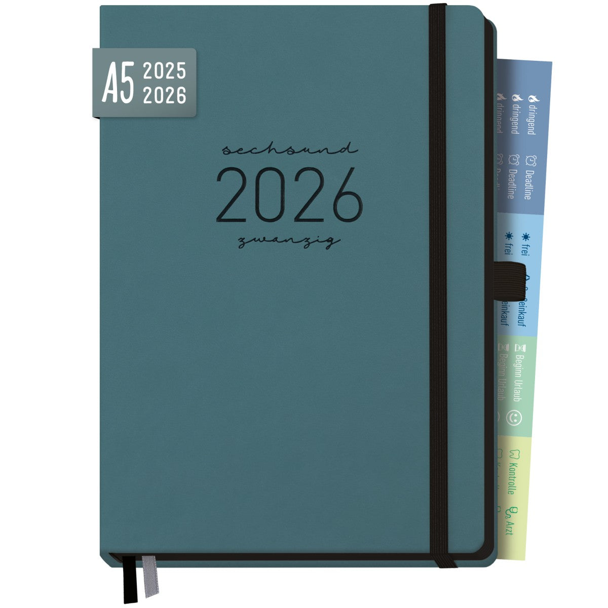 Chäff-Timer Deluxe 2025/2026 / 18 Monate / A5 / Petrolgrau / Häfft-Verlag