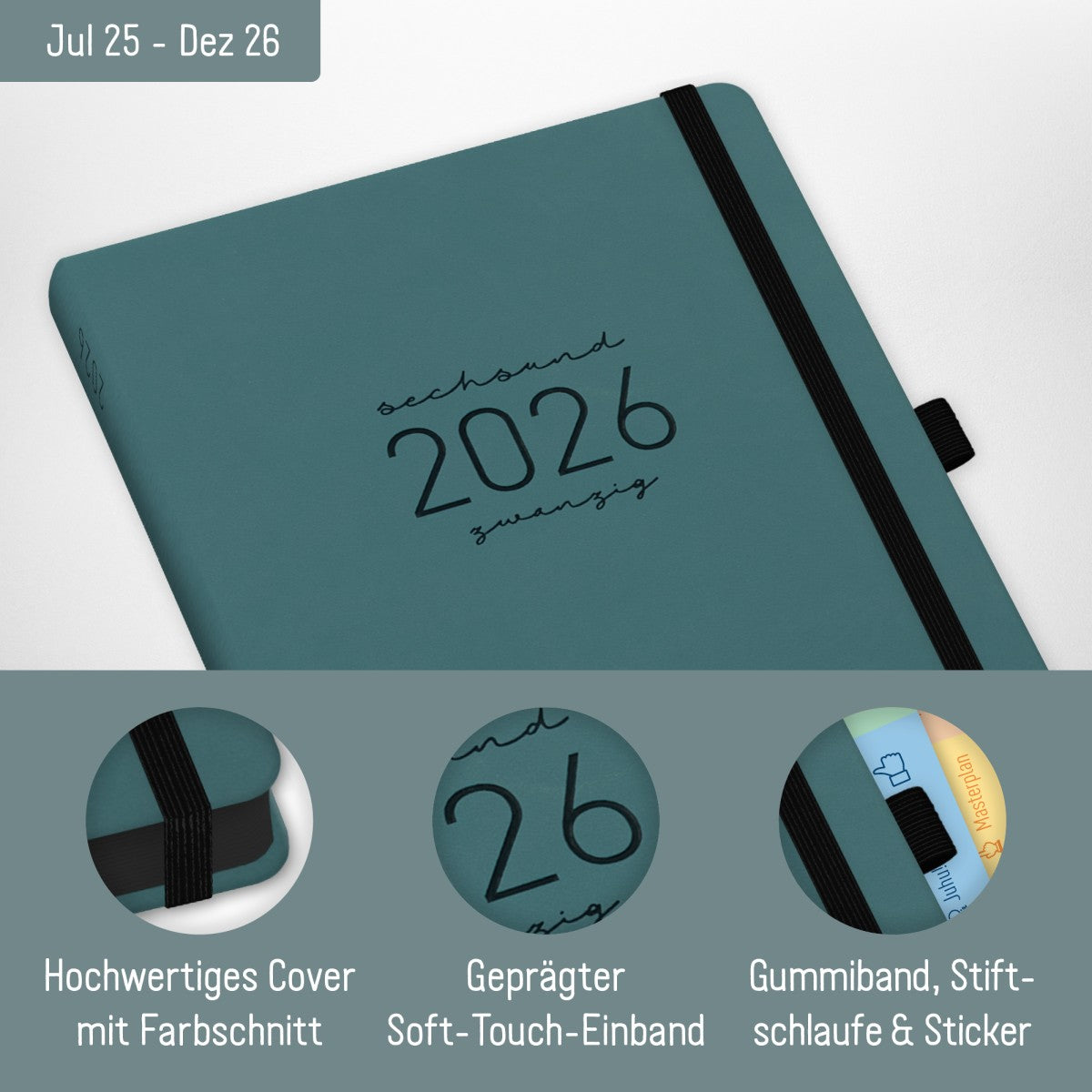 Chäff-Timer Deluxe 2025/2026 / 18 Monate / A5 / Petrolgrau / Häfft-Verlag