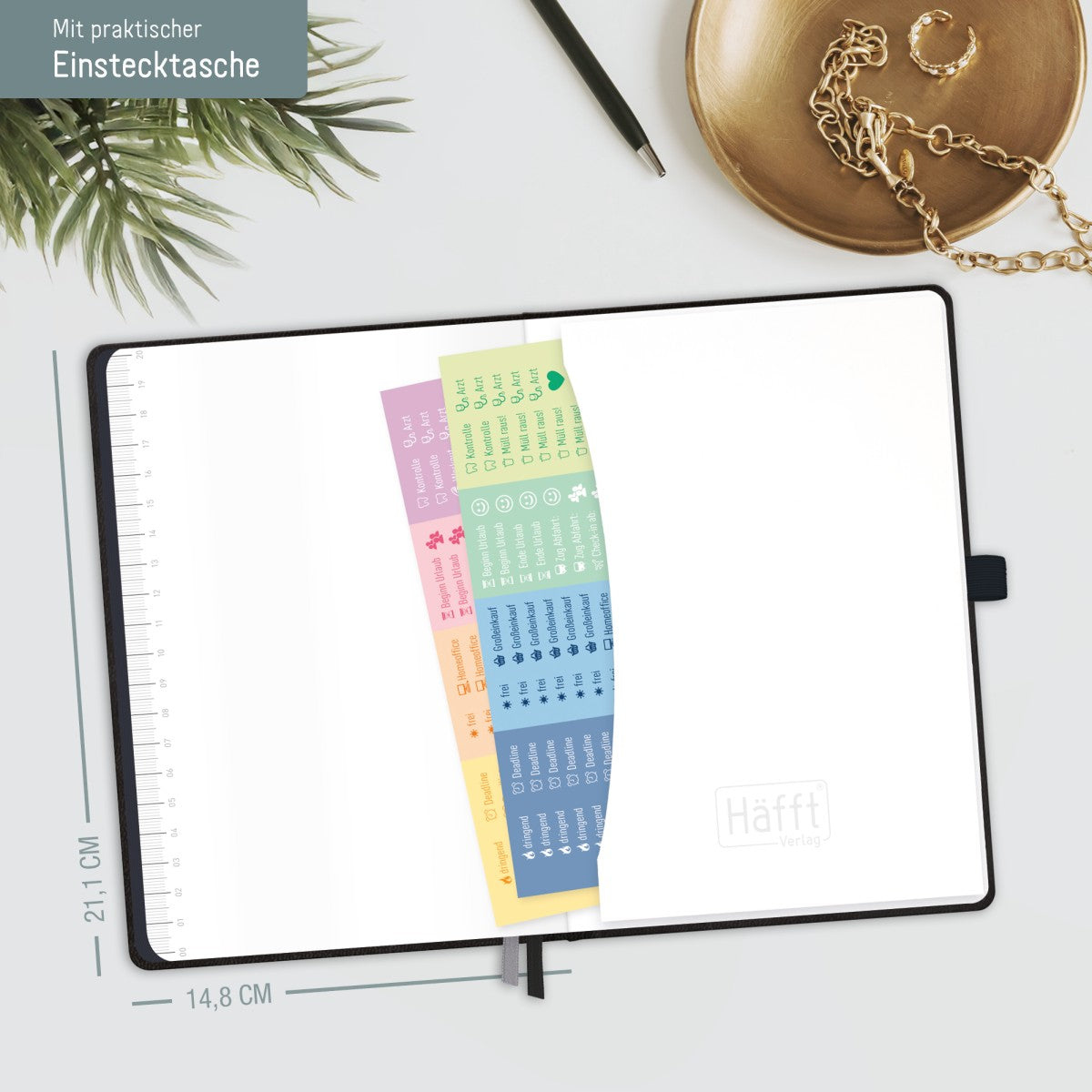 Chäff-Timer Deluxe 2025/2026 / 18 Monate / A5 / Petrolgrau / Häfft-Verlag