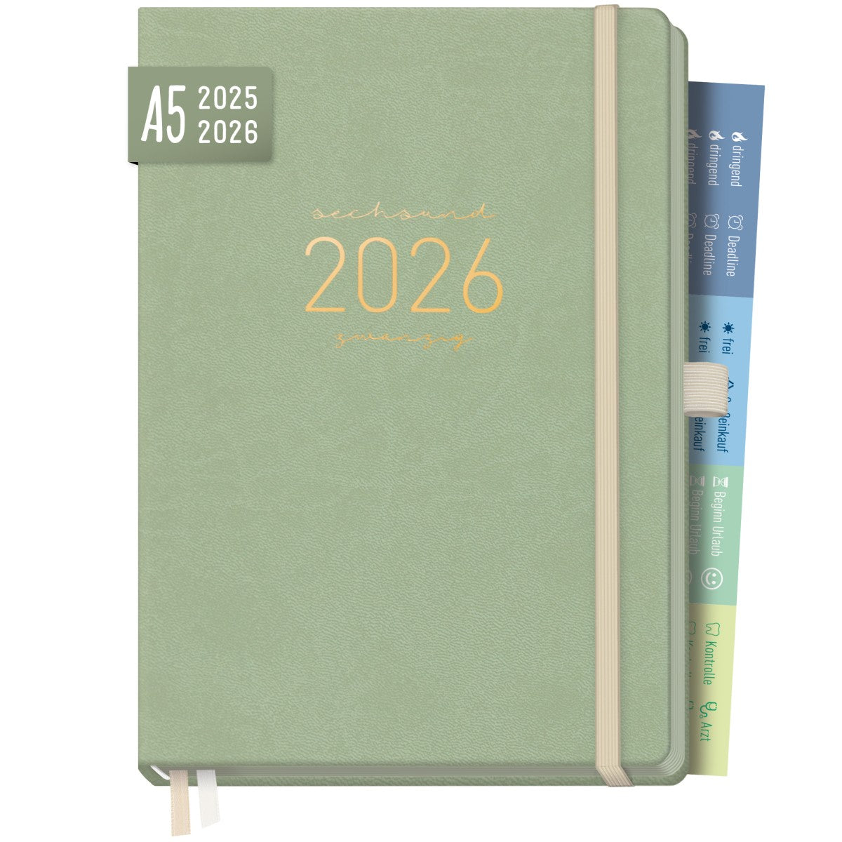 Chäff-Timer Deluxe 2025/2026 / 18 Monate / A5 / Salbei / Häfft-Verlag