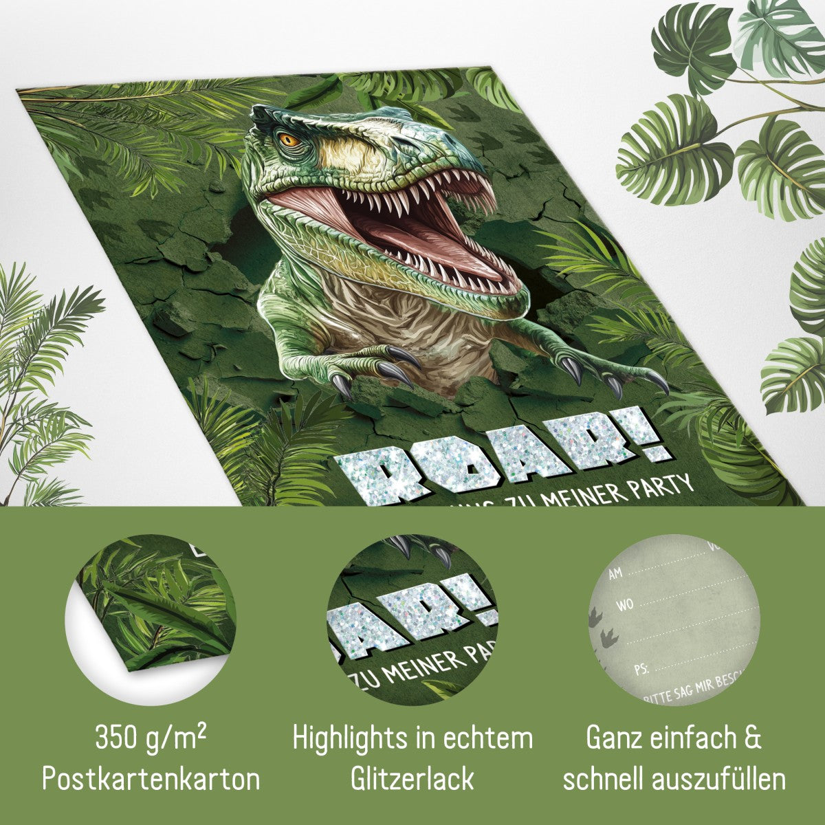 Häfft Einladungskarten A6 12er Set / Dino