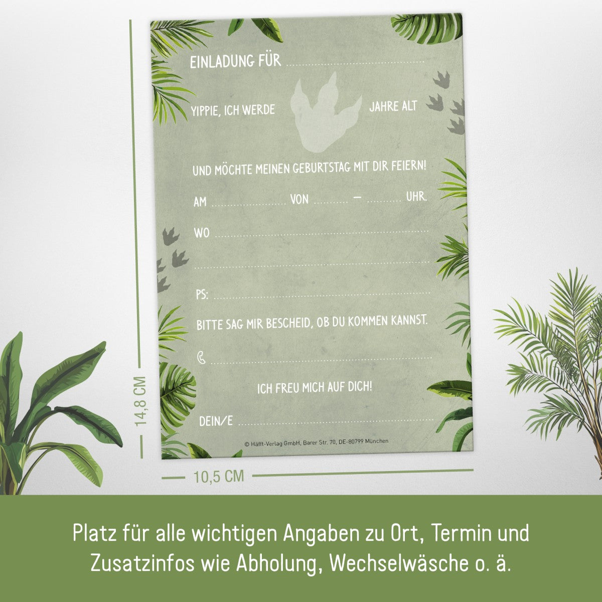 Häfft Einladungskarten A6 12er Set / Dino
