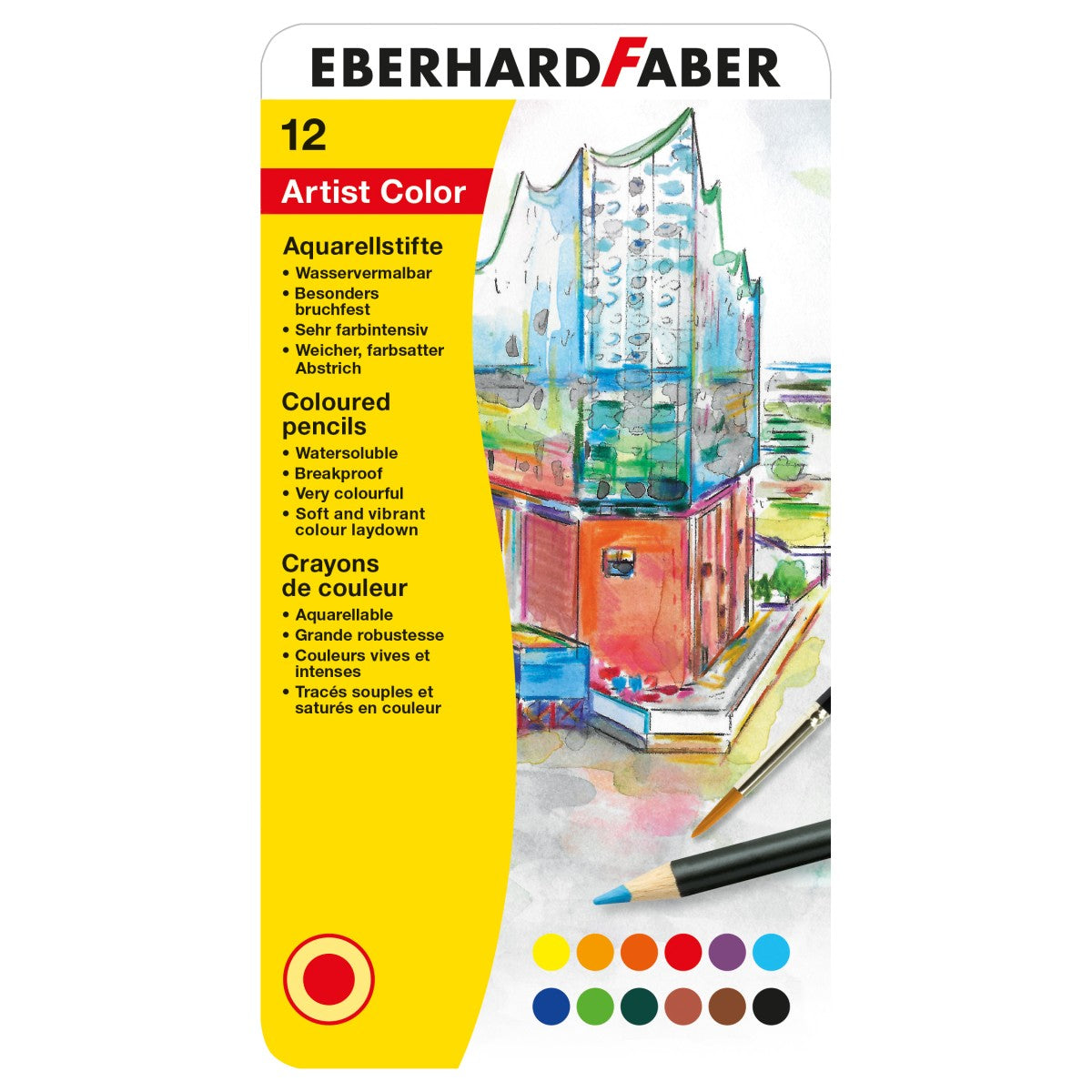 Eberhard Faber Aquarellstift 12er Metalletui inkl. Pinsel