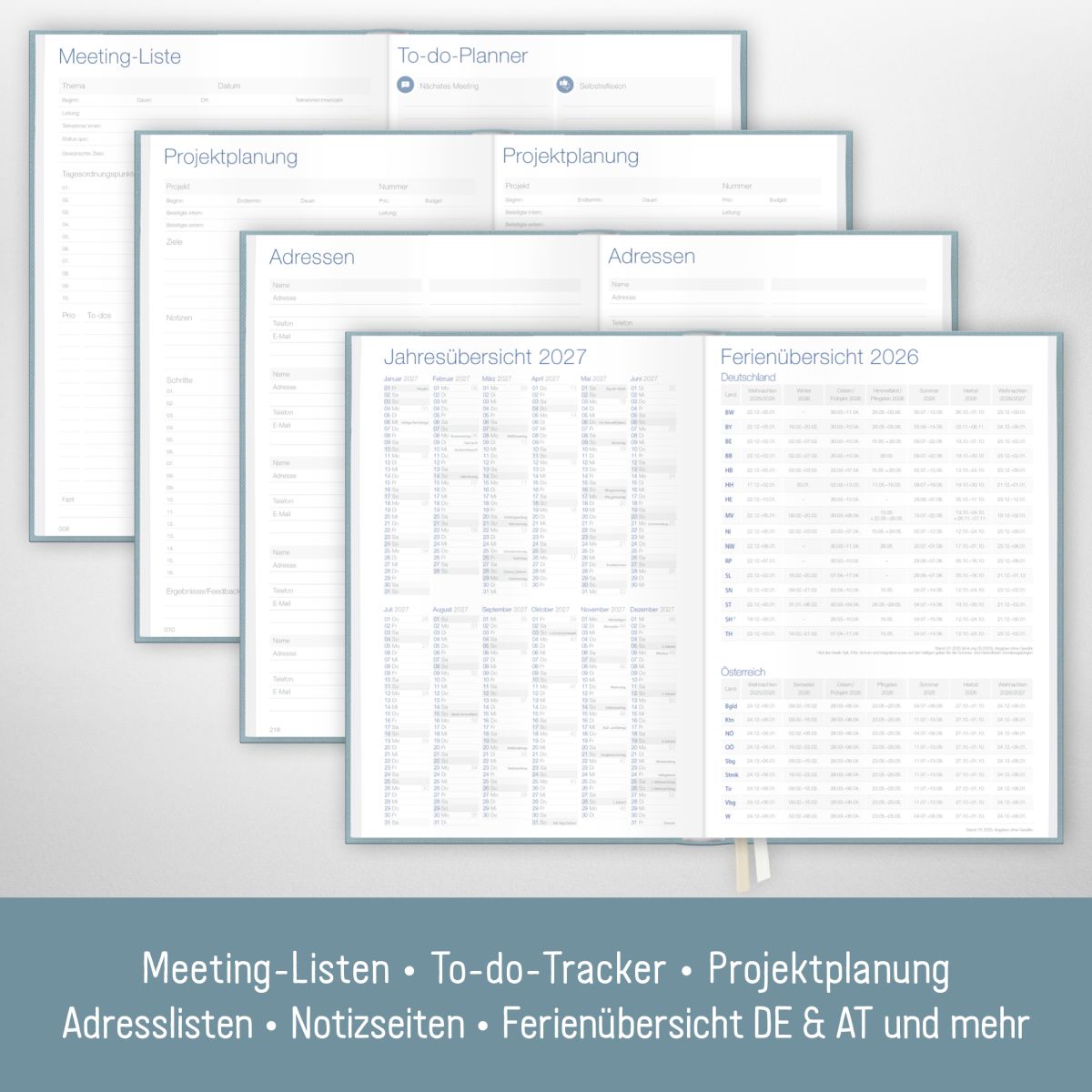 Business-Timer 2026 / A5 / Blue Canvas / Häfft-Verlag