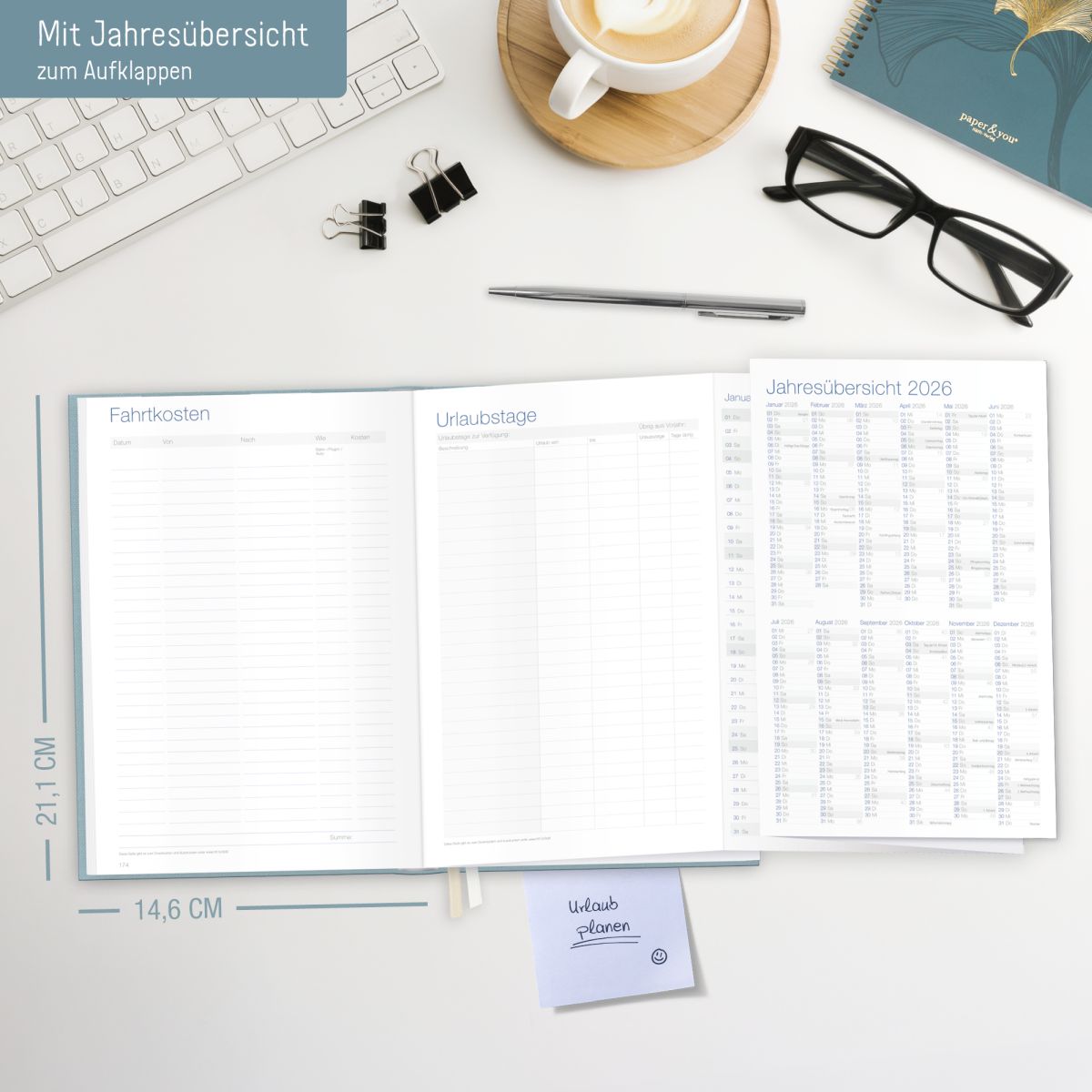 Business-Timer 2026 / A5 / Blue Canvas / Häfft-Verlag