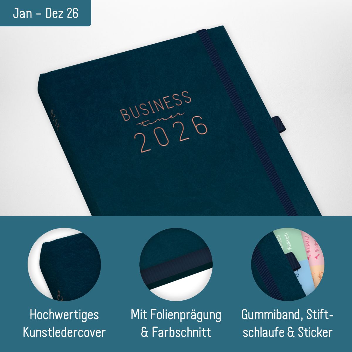 Business-Timer Deluxe 2026 / A5 / Nachtblau / Häfft-Verlag