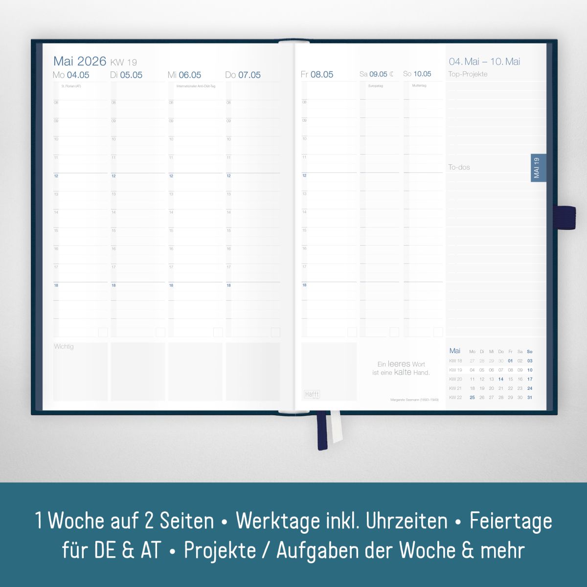 Business-Timer Deluxe 2026 / A5 / Nachtblau / Häfft-Verlag