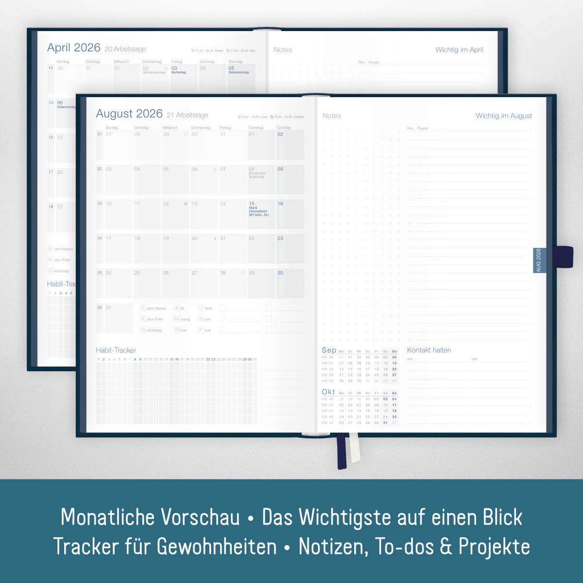 Business-Timer Deluxe 2026 / A5 / Nachtblau / Häfft-Verlag