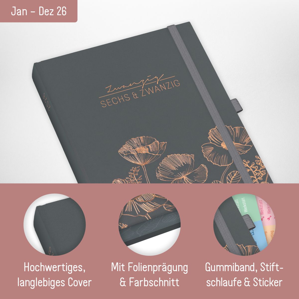 Business-Timer Deluxe 2026 / A5 / Poppy / Häfft-Verlag