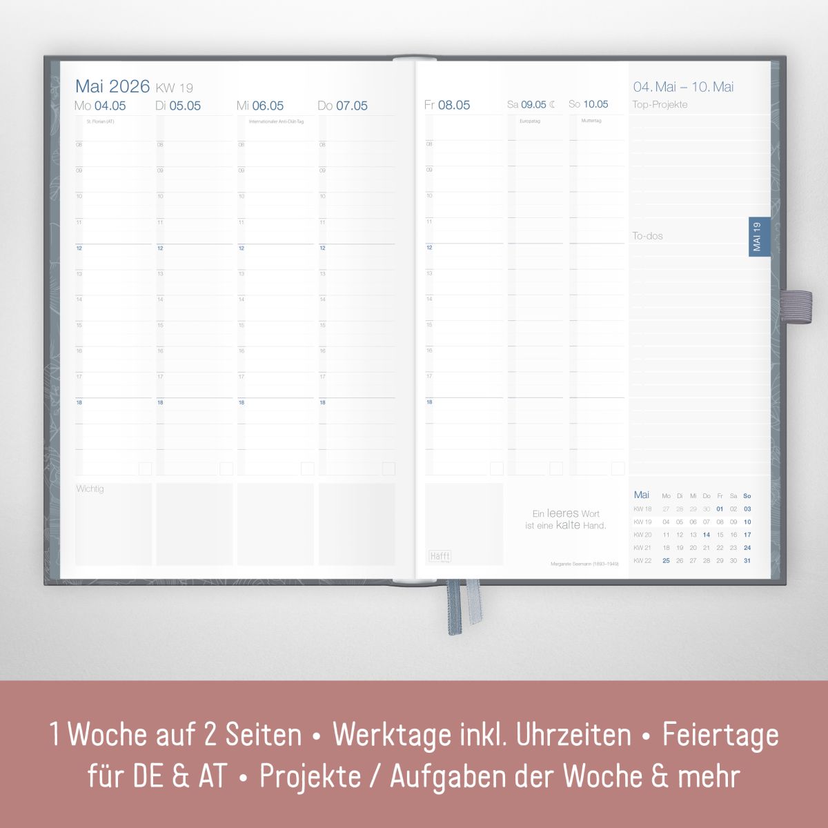 Business-Timer Deluxe 2026 / A5 / Poppy / Häfft-Verlag