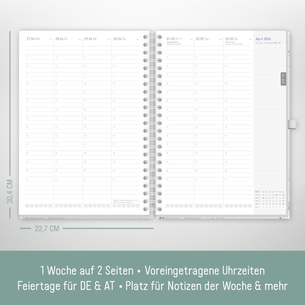 Business-Timer Maxi 2026 / A4 / Blattgold / Häfft-Verlag