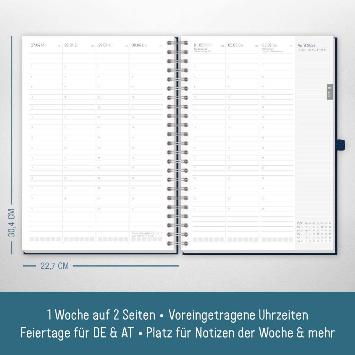 Business-Timer Maxi 2026 / A4 / Nachtblau / Häfft-Verlag
