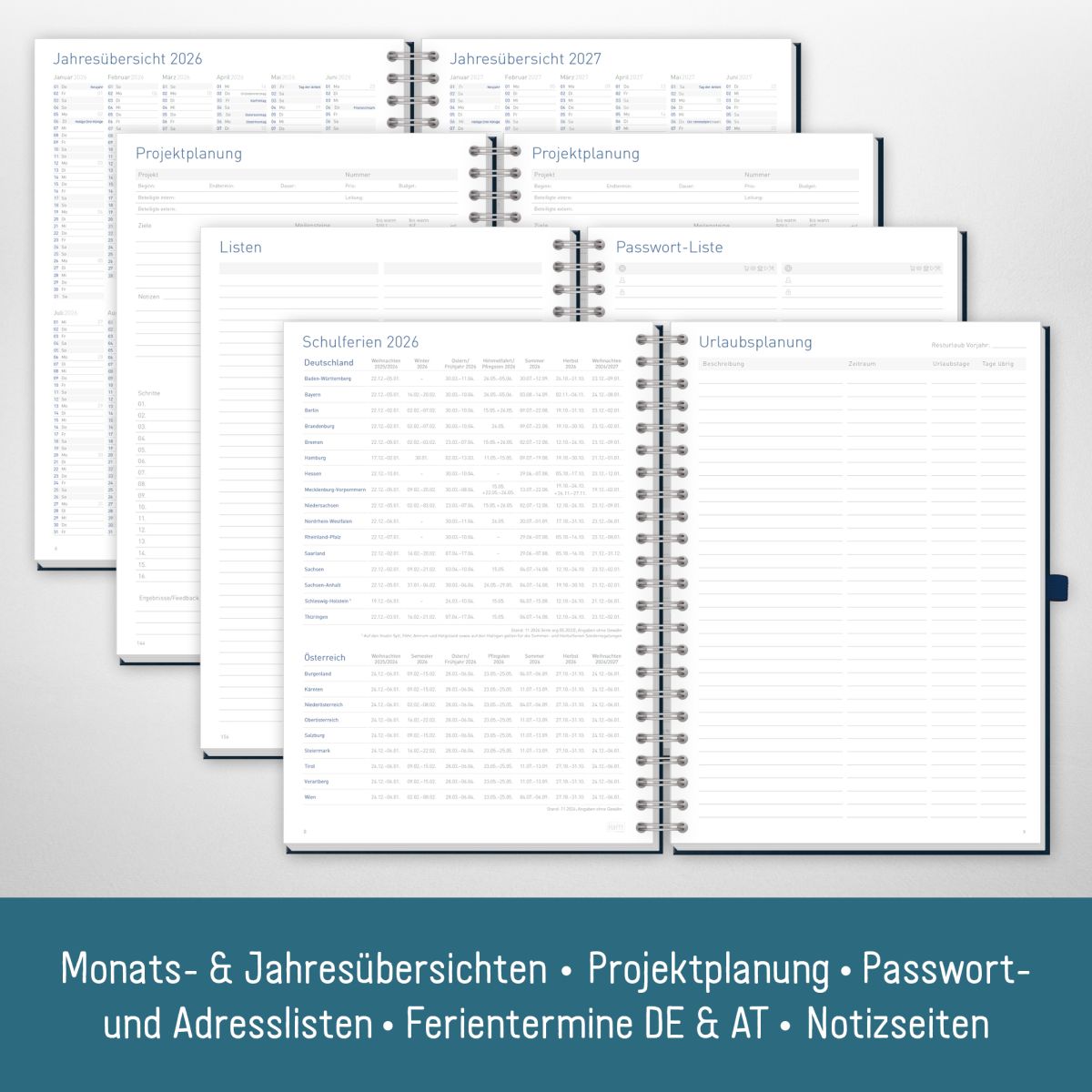 Business-Timer Maxi 2026 / A4 / Nachtblau / Häfft-Verlag