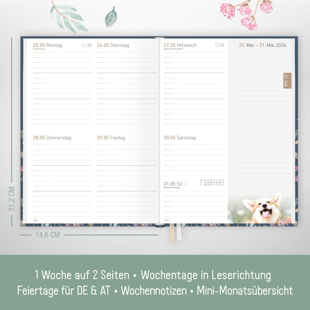 Chäff-Timer Classic 2026 / A5 / Flying Flowers / Häfft-Verlag