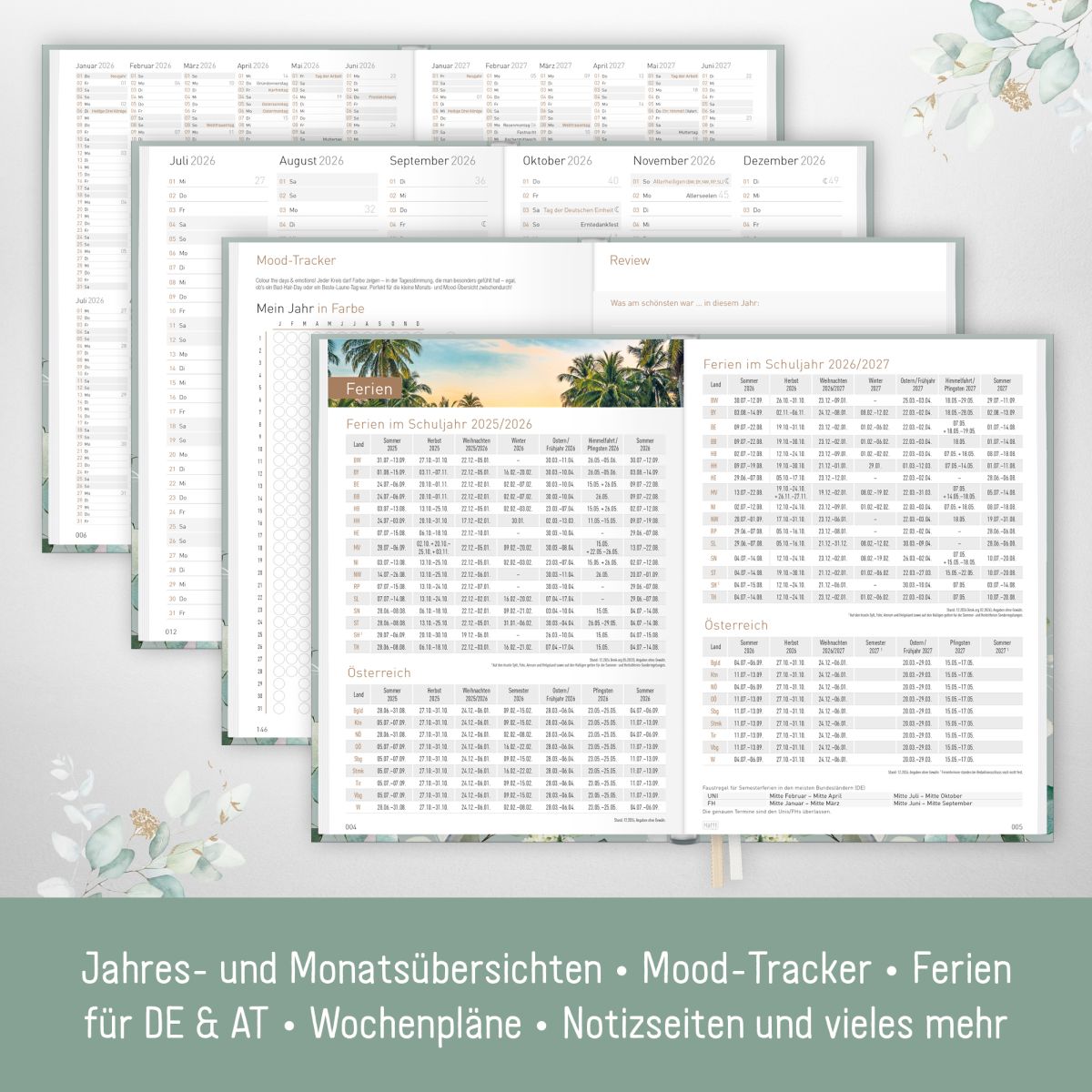 Chäff-Timer Classic 2026 / A5 / Minty Leaves / Häfft-Verlag