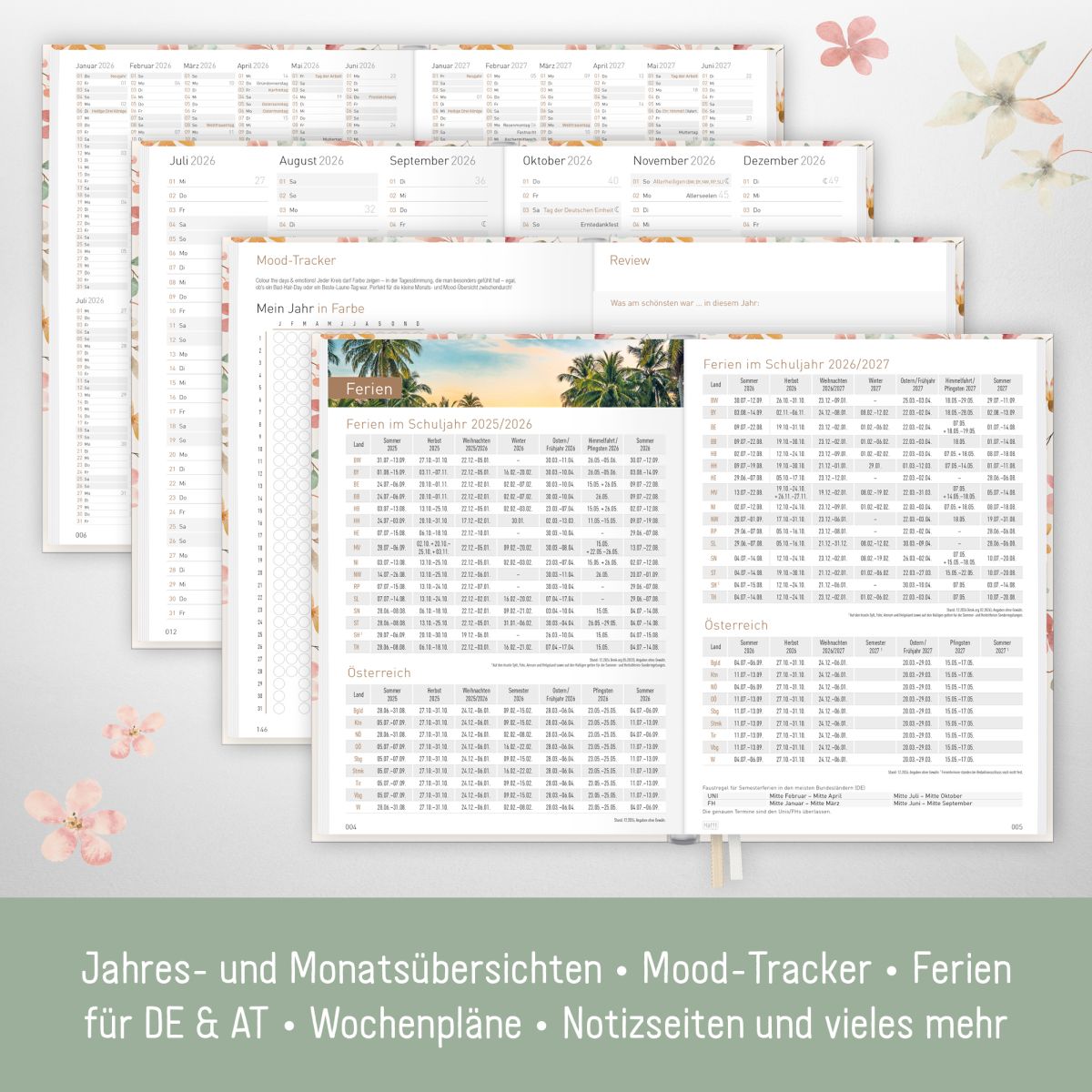 Chäff-Timer Classic 2026 / A5 / Wild Blossoms / Häfft-Verlag