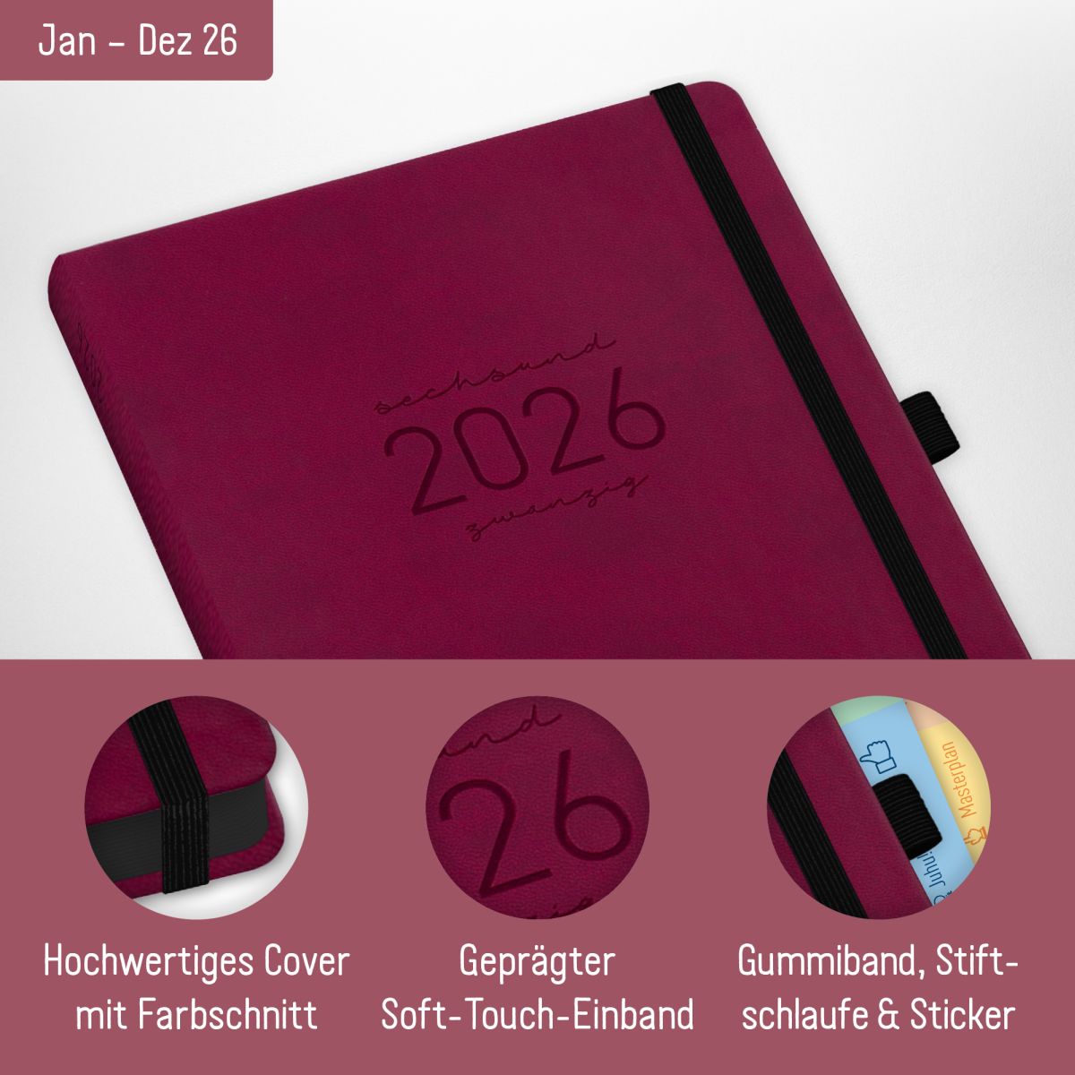 Chäff-Timer Deluxe 2026 / A5 / Berry / Häfft-Verlag