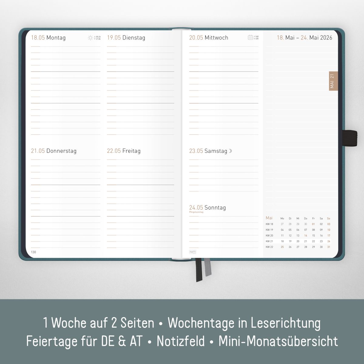 Chäff-Timer Deluxe 2026 / A5 / Petrolgrau/ Häfft-Verlag