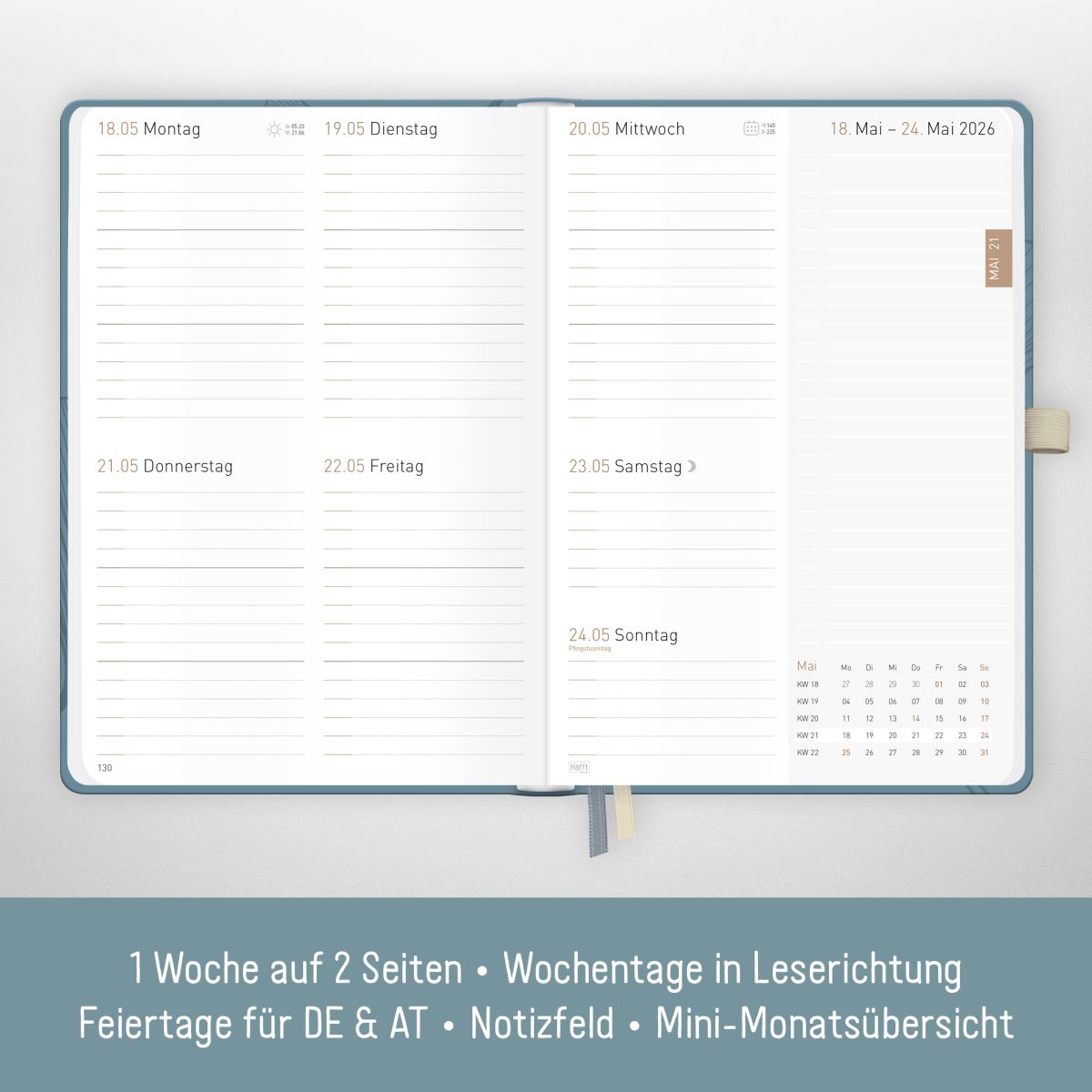 Chäff-Timer Premium 2026 / A5 / Blue Ginkgo / Häfft-Verlag
