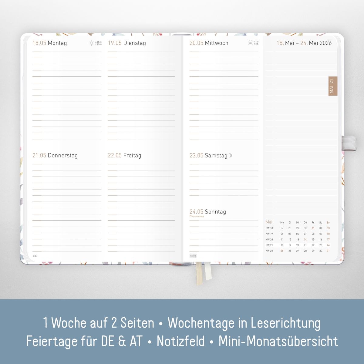 Chäff-Timer Premium 2026 / A5 / Sweet Flowers / Häfft-Verlag