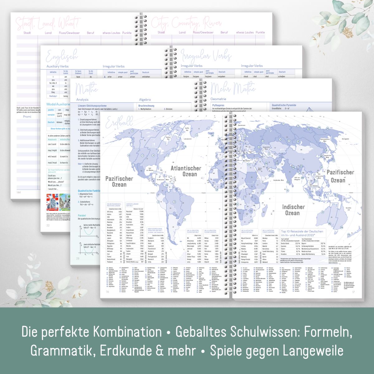 College-Timer Deluxe 2025/2026 / Schülerkalender / A5 / Minty Leaves / Häfft-Verlag