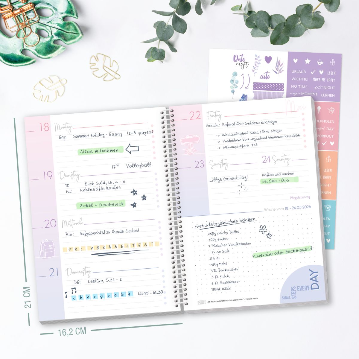College-Timer Deluxe 2025/2026 / Schülerkalender / A5 / Minty Leaves / Häfft-Verlag