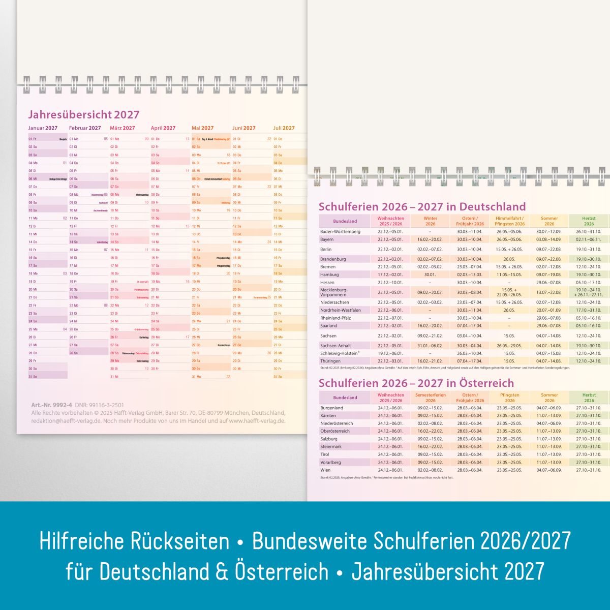 Drei-Monatskalender 2026 Wandkalender / Rainbow / Häfft-Verlag