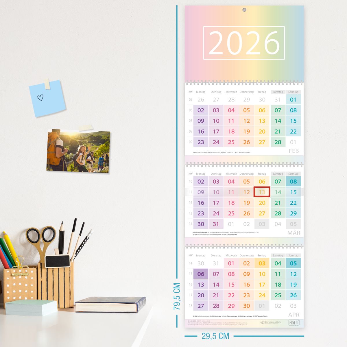 Drei-Monatskalender 2026 Wandkalender / Rainbow / Häfft-Verlag