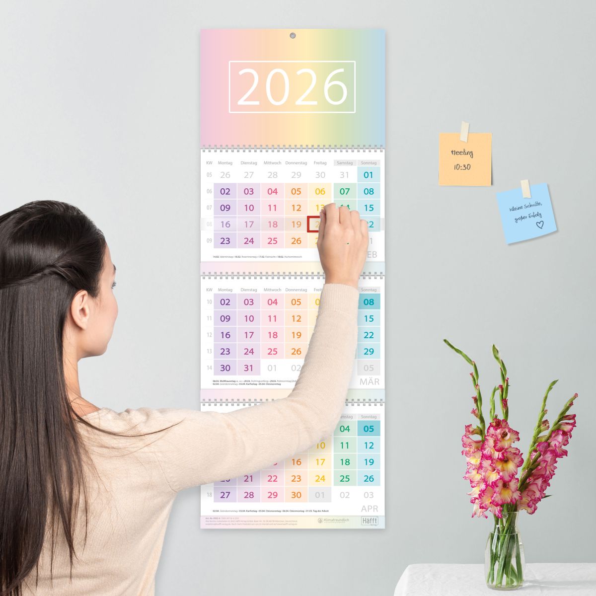 Drei-Monatskalender 2026 Wandkalender / Rainbow / Häfft-Verlag