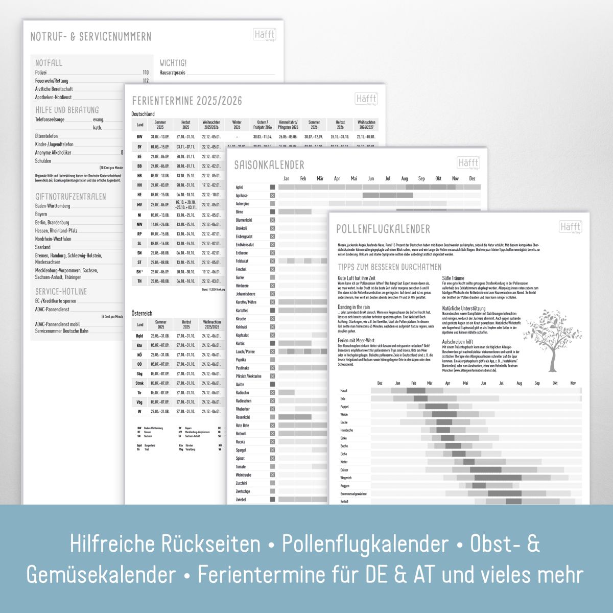 Familienplaner 2026 Kompakt 4-spaltig / Rainbow / Häfft-Verlag