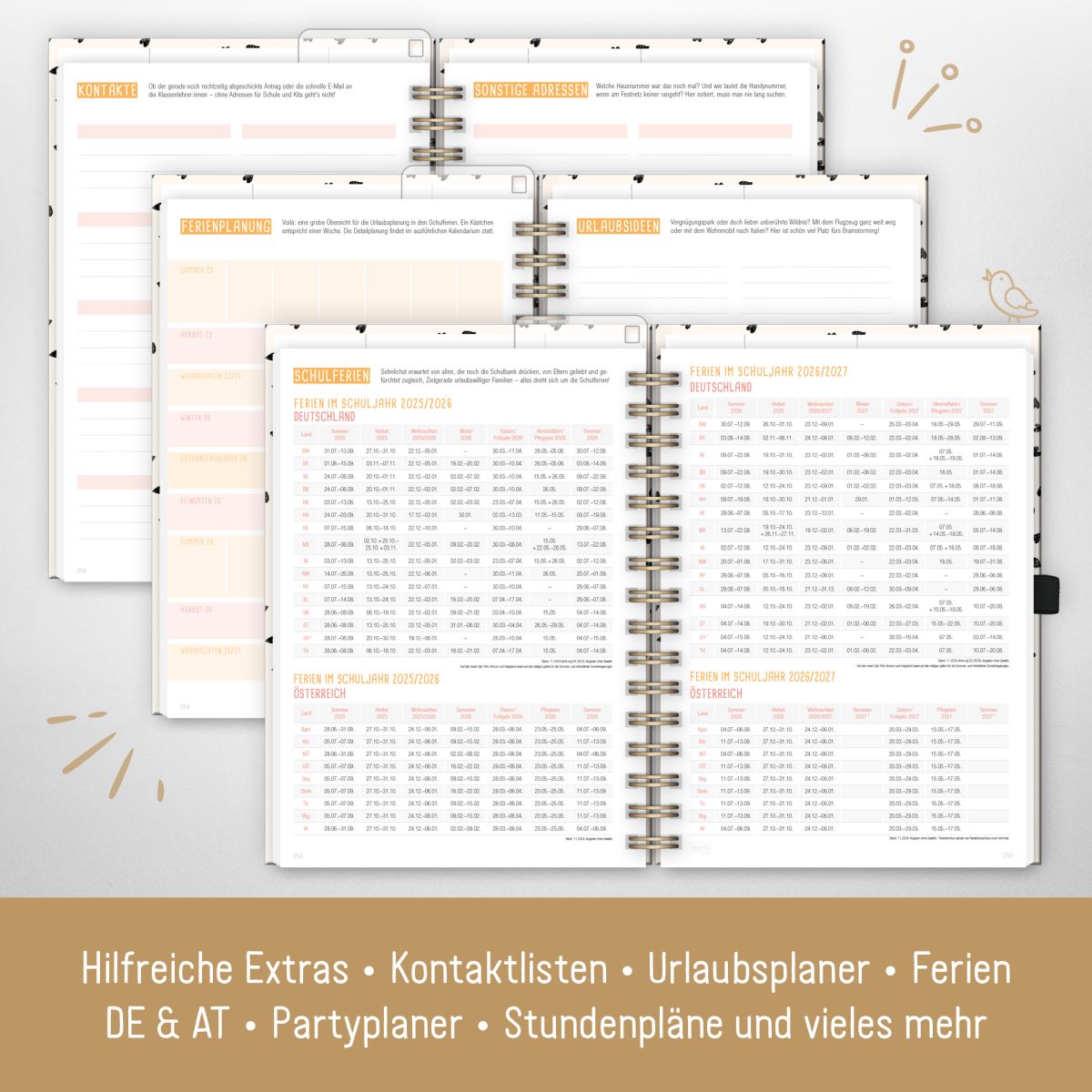Family-Timer 2026 Deluxe / A5+ / Golden Hearts / Häfft-Verlag