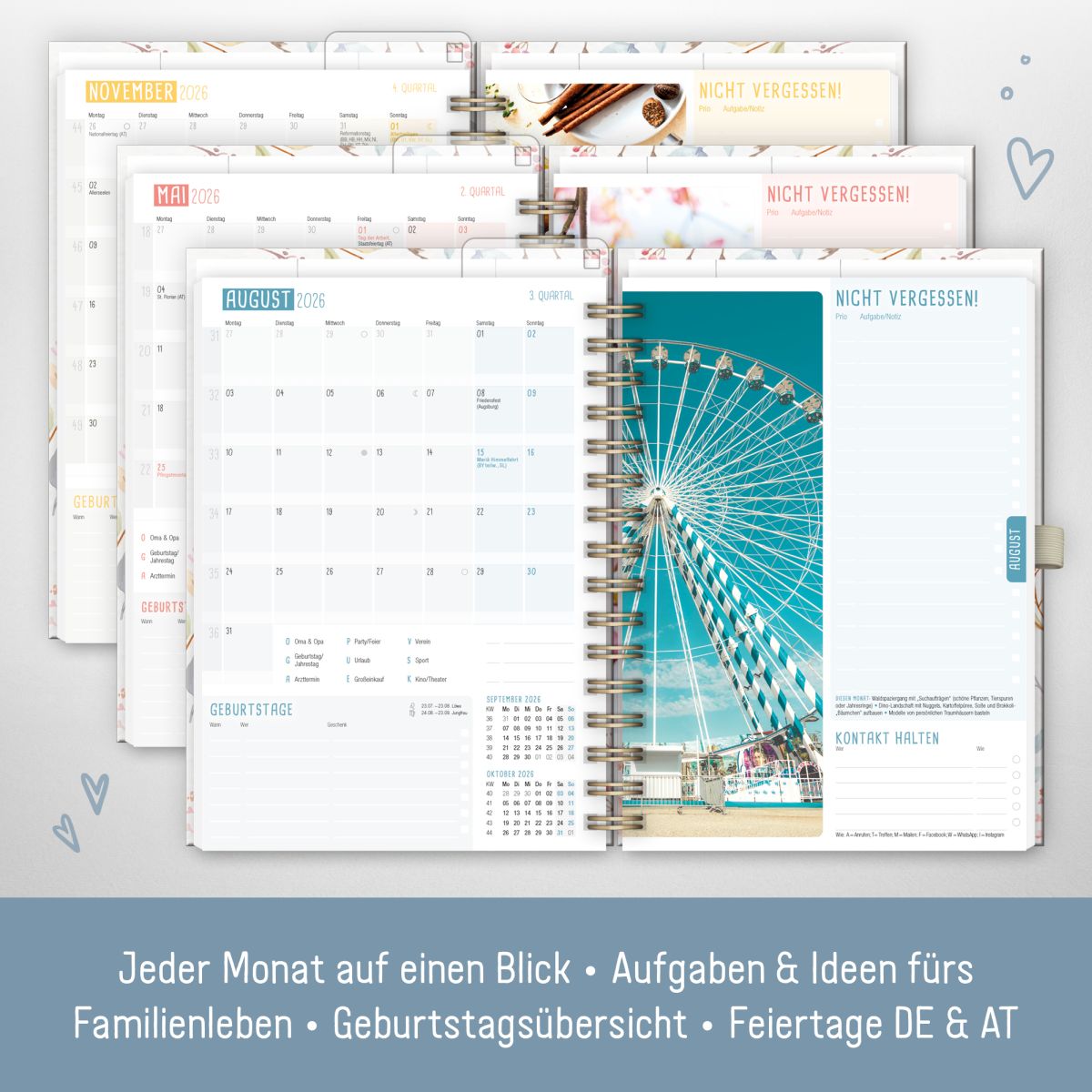 Family-Timer 2026 Deluxe / A5+ / Sweet Flowers / Häfft-Verlag