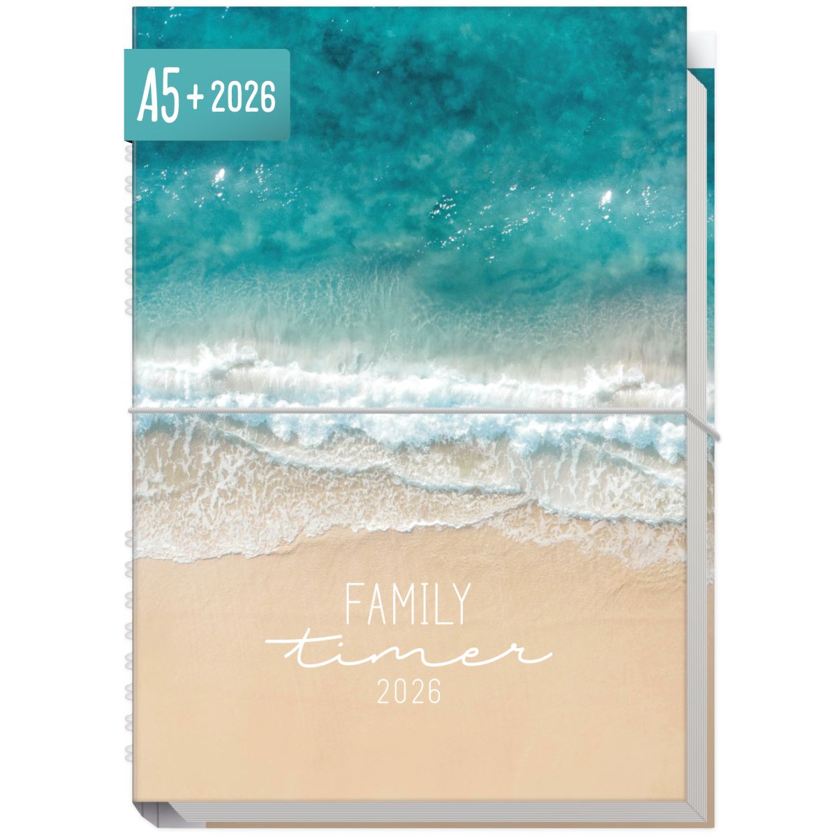 Family-Timer 2026 / A5+ / Summer Beach / Häfft-Verlag