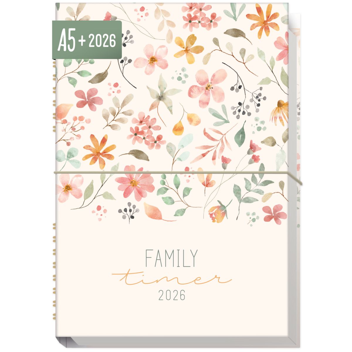 Family-Timer 2026 / A5+ / Wild Blossoms / Häfft-Verlag