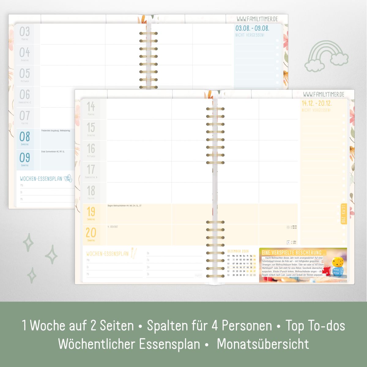 Family-Timer 2026 / A5+ / Wild Blossoms / Häfft-Verlag