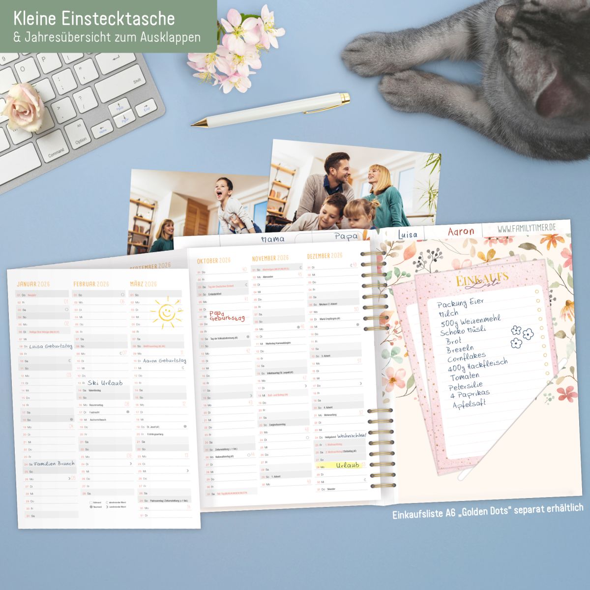 Family-Timer 2026 / A5+ / Wild Blossoms / Häfft-Verlag
